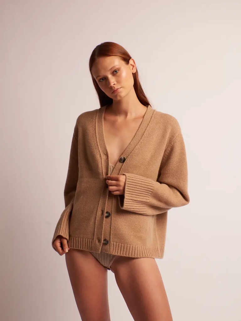 Leap concept - Berta cashmere knitted cardigan - Brown