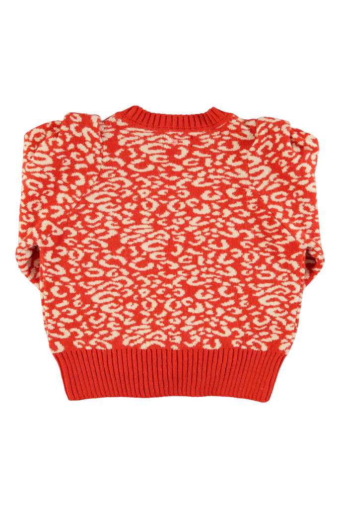  Knitted soft sweater | Red & ecru w: animal print_sisters department_2.webp