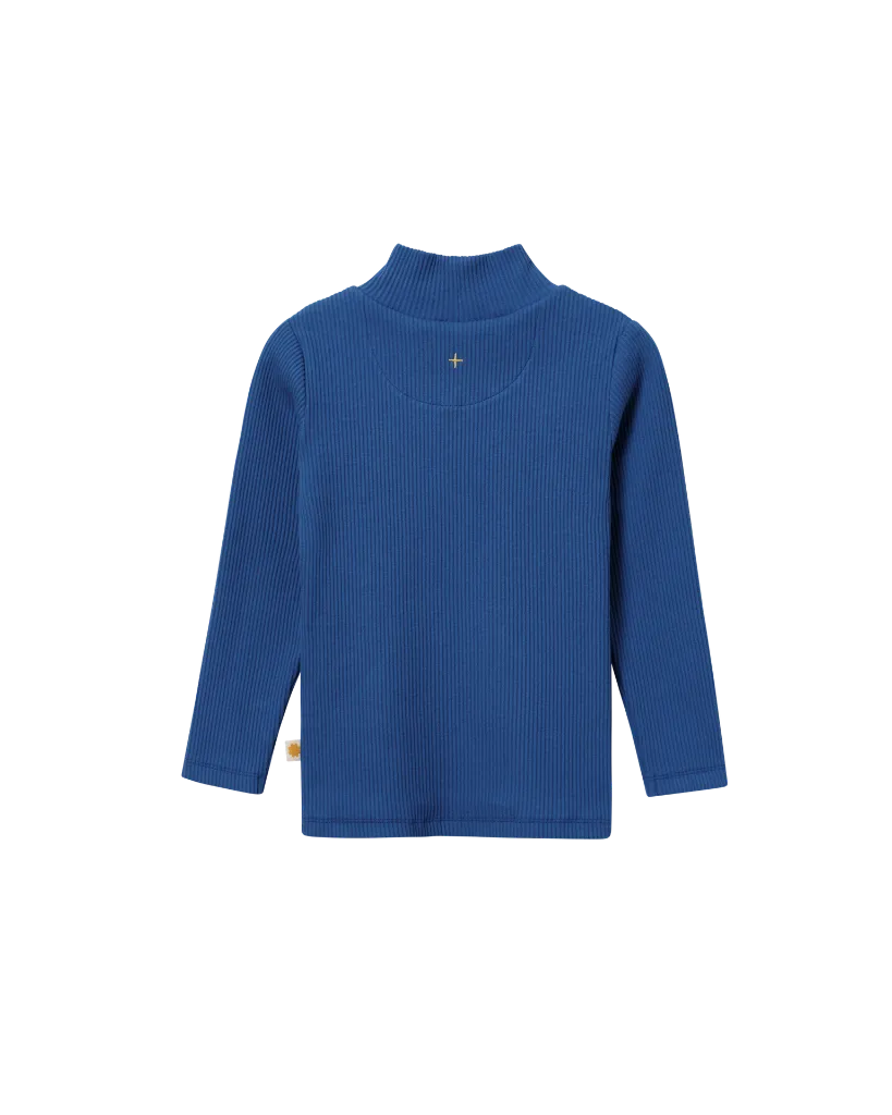 Goldie + Ace – High Neck Blue Rib Skivvy - 1 - Babette Oostduinkerke