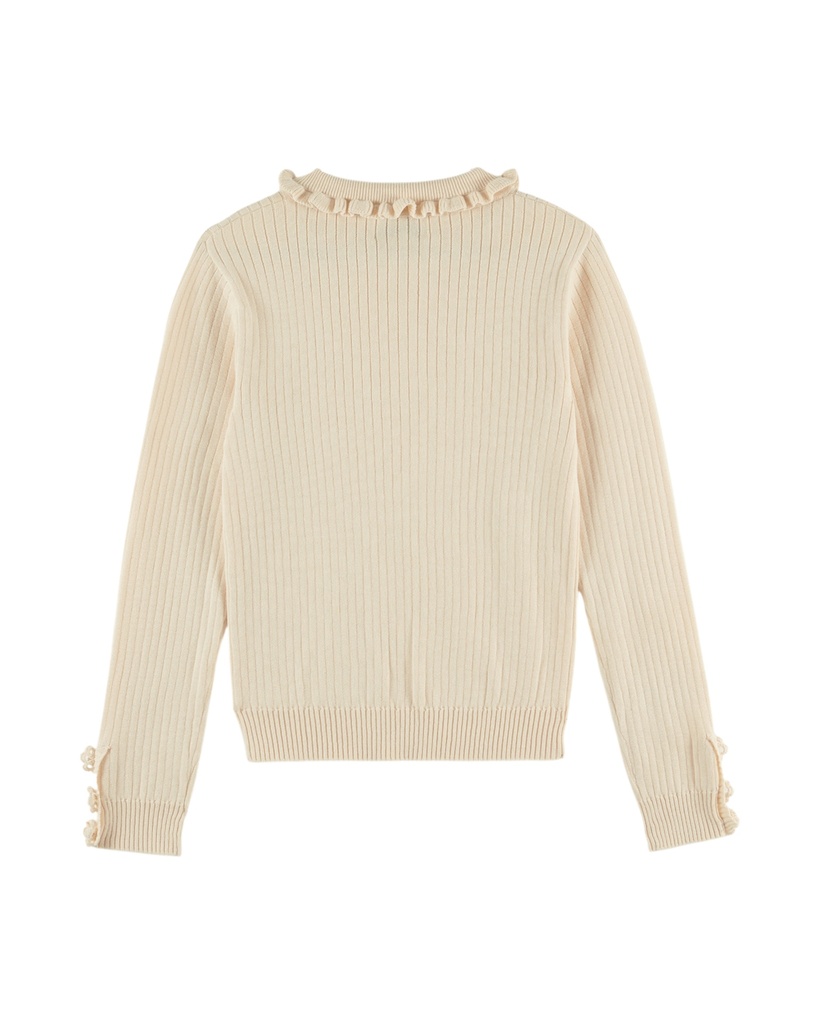 Emile & Ida - Pull cote fleurs crochet (Ecru) - 2 - Babette Oostduinkerke