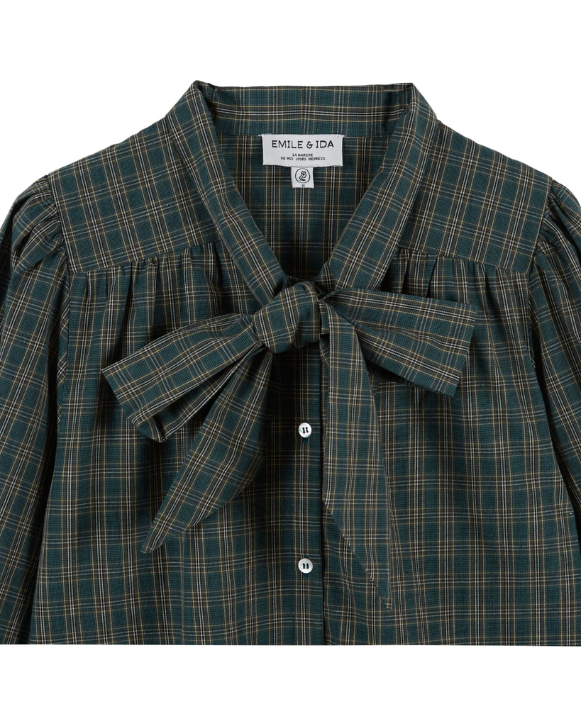 Emile & Ida - Blouse lavalliere (Carreau foret) - 1 - Babette Oostduinkerke
