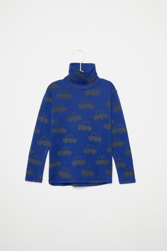 Weekend House Kids - Cars all over fleeced turtle neck (Dark blue) - 1 - Babette Oostduinkerke
