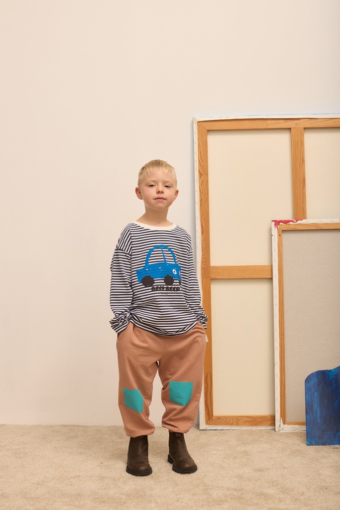 Weekend House Kids - Beep beep l/s t-shirt (Stripes blue and white) - 1 - Babette Oostduinkerke