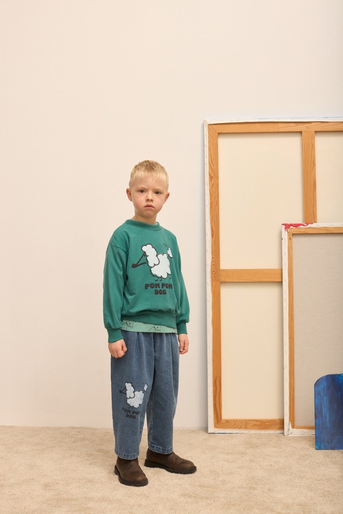 Weekend House Kids - Pom pom dog baby sweatshirt (Turquesa) - 1 - Babette Oostduinkerke