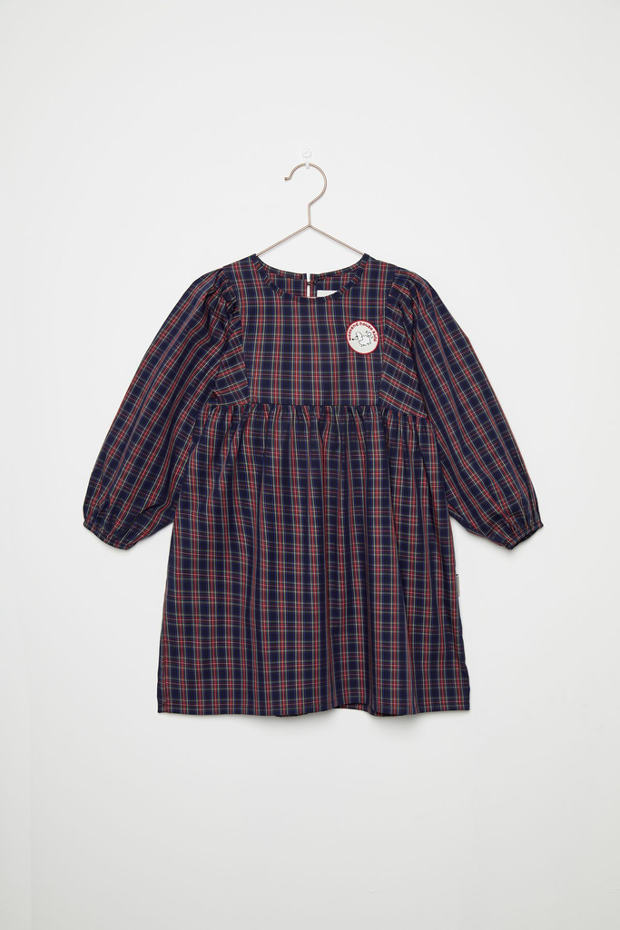 Weekend House Kids - Pom pom dog poplin dress (Blue and red) - 2 - Babette Oostduinkerke