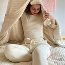 Ribbed trousers madame - Almond milk