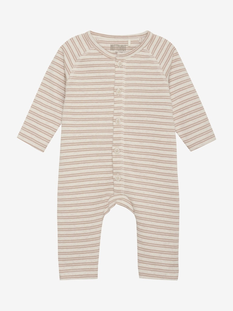 HUTTEliHUT - Playsuit LS Striped Rib - Rose