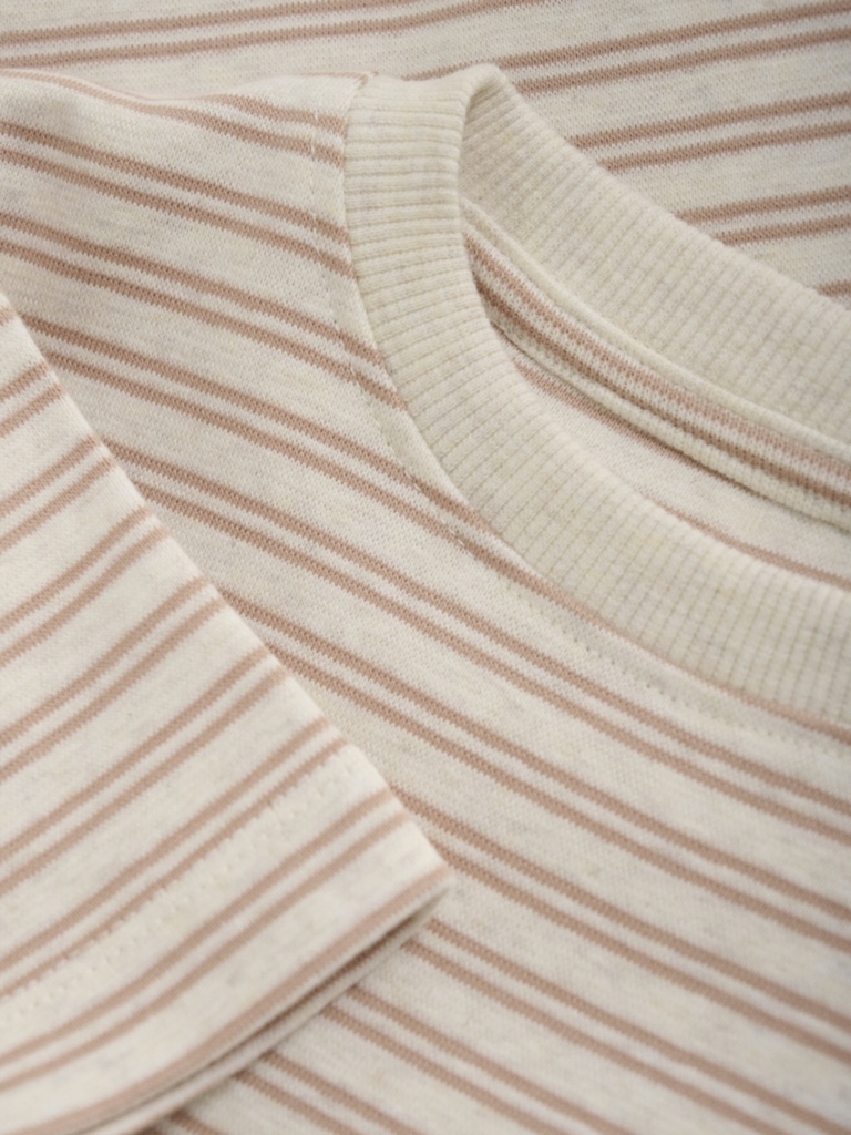 HUTTEliHUT - T-Shirt SS Striped Rib - Rose