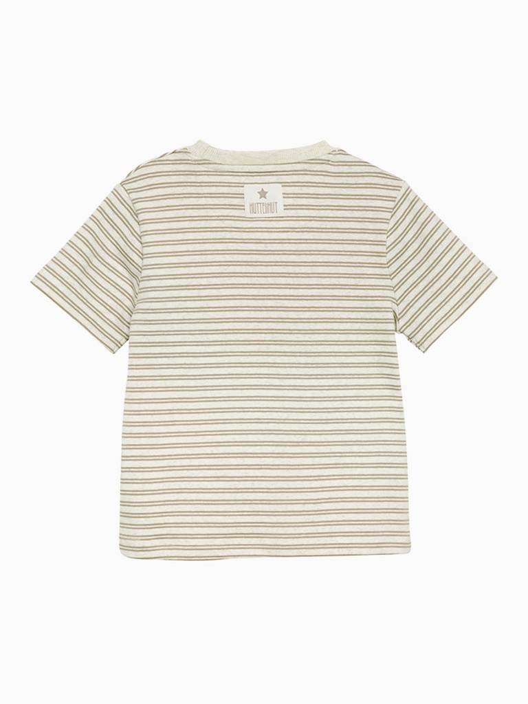 HUTTEliHUT - T-Shirt SS Striped Rib - Sage