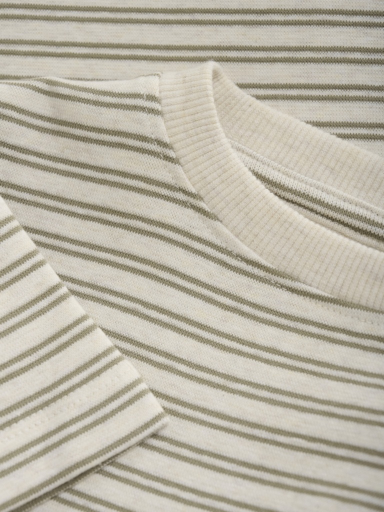 HUTTEliHUT - T-Shirt SS Striped Rib - Sage