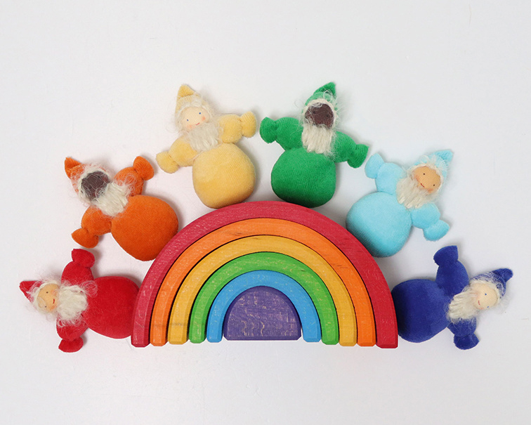Grimms - 6 katoenen kabouters - Regenboog - 2 - Babette Oostduinkerke