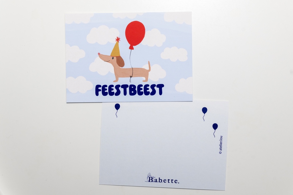 Atelier Lou - Wenskaart Feestbeest - 2 - Babette Oostduinkerke