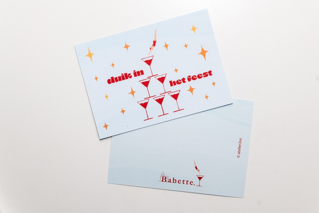 Atelier Lou - Wenskaart Feest - 1 - Babette Oostduinkerke