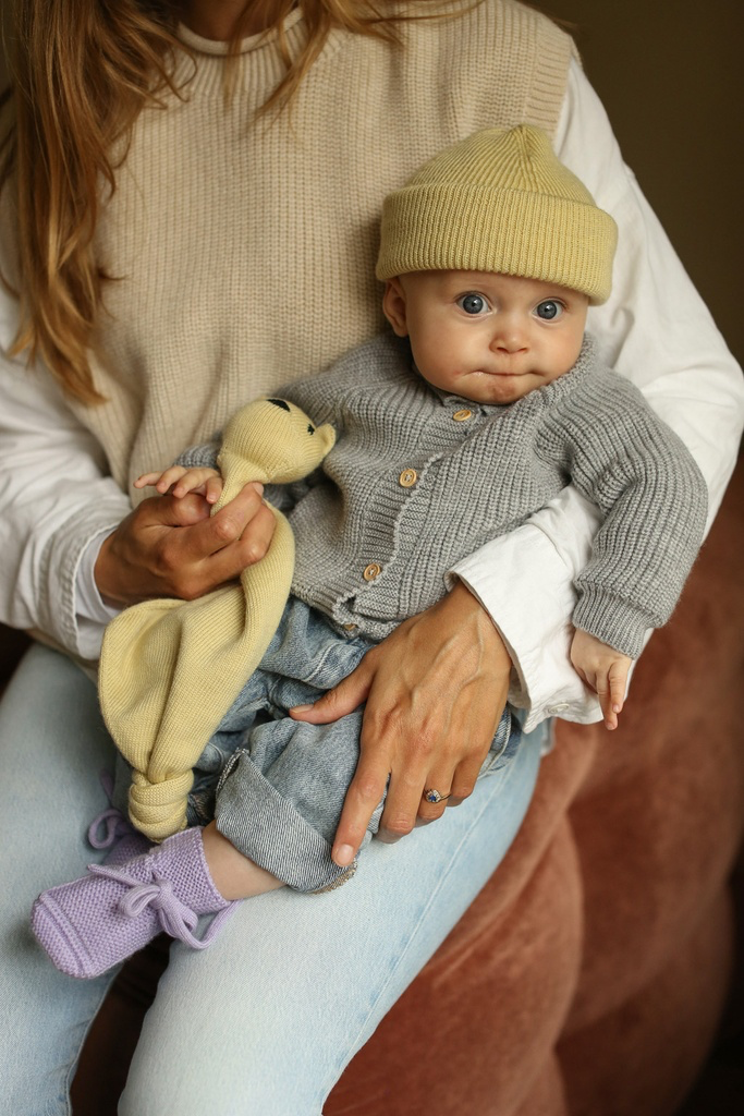 Hvid cardigan Inga (6-9M, Light Yellow)