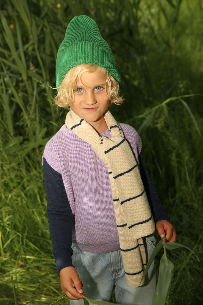 Hvid beanie Fonzie (2y - 5y) (Red)