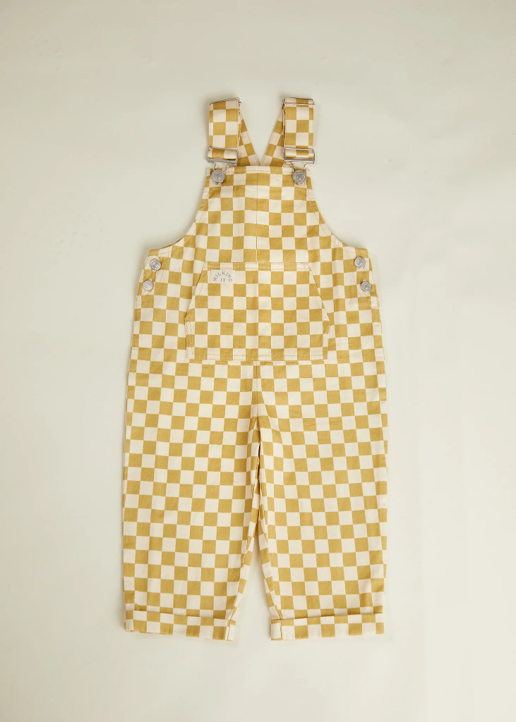 Claude & Co - Cecile ochre check kids dungaree