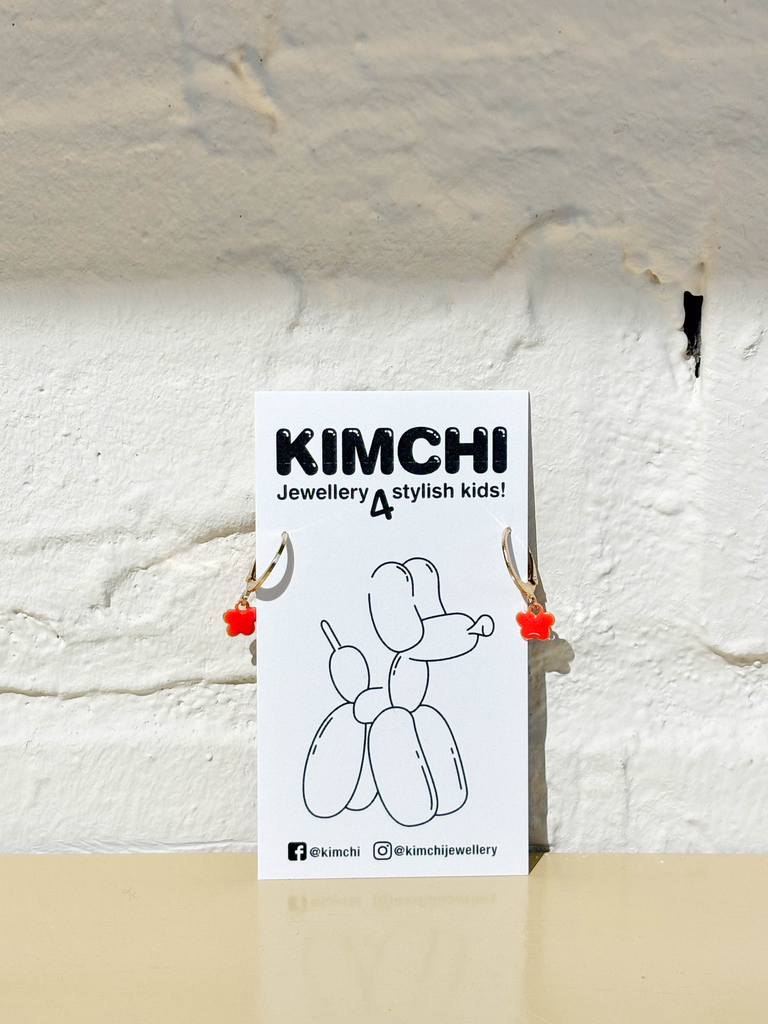 Kimchi - Oorringen hoops oranje bloem 