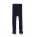 1+ In the family - Sally Dark blue ribbed plain tights  