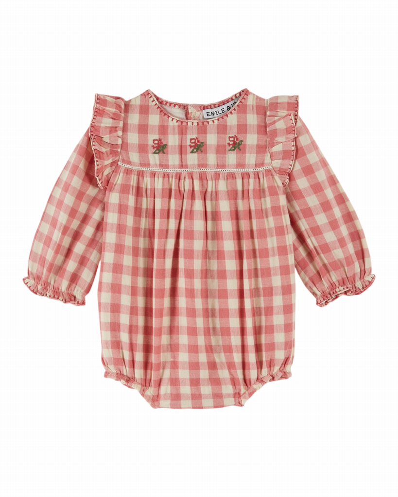 Emile & Ida – BB Combibloomer gingham roze (AC202)
