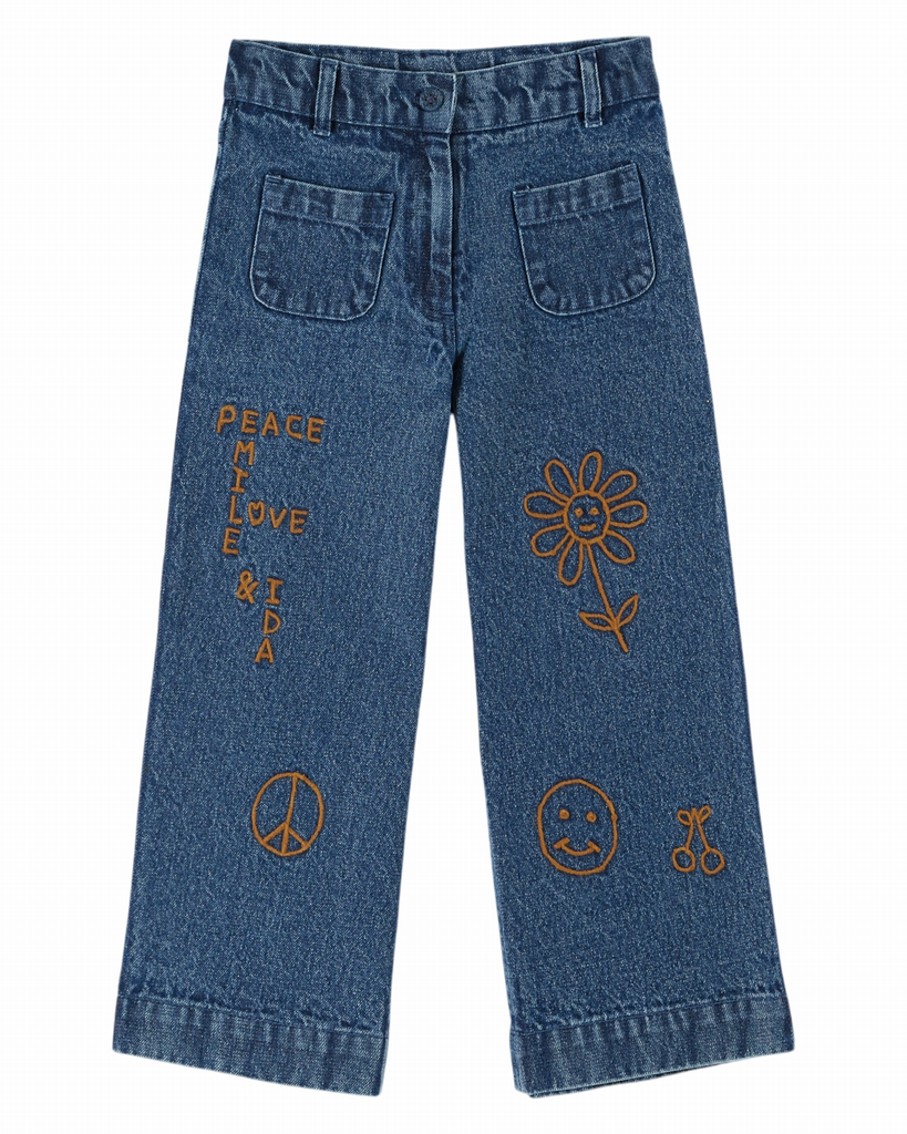 Emile & Ida – Jeansbroek met geborduurde motieven (AC089)