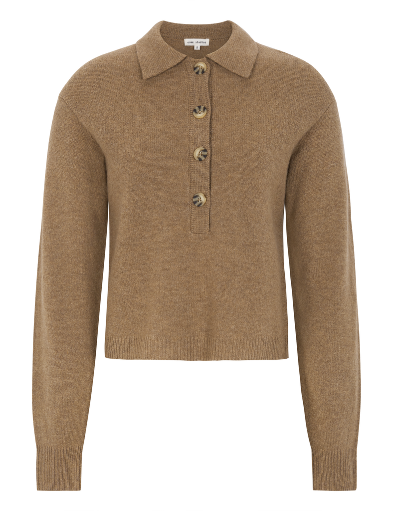 Esmé Studios – Jutta Knit Polo (Brown) 
