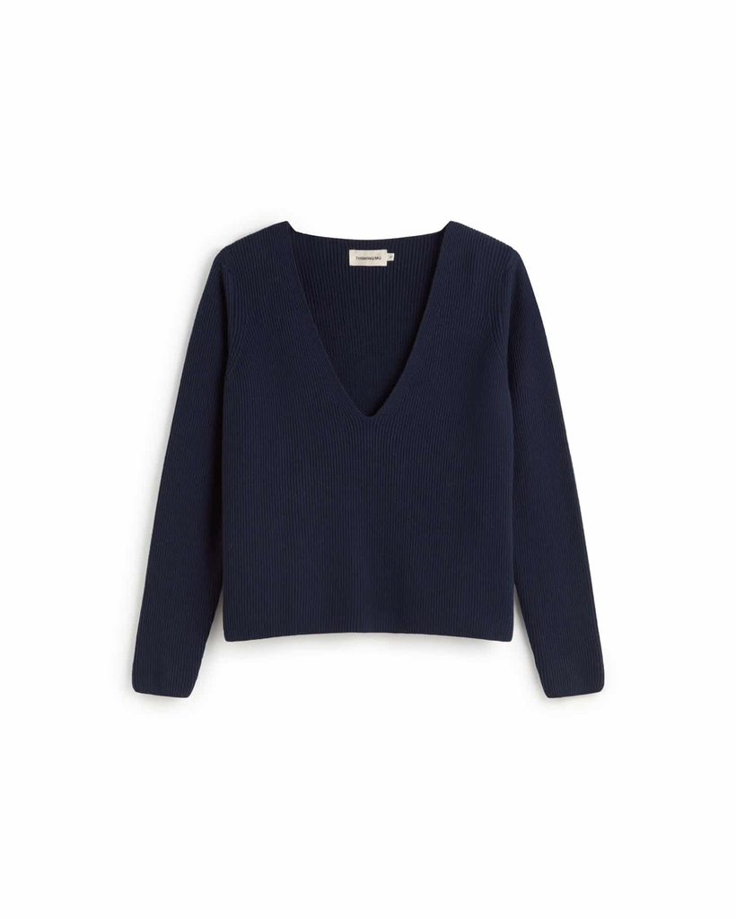 Thinking MU – Aloma Gebreide Trui in Navy  (XS - 34)