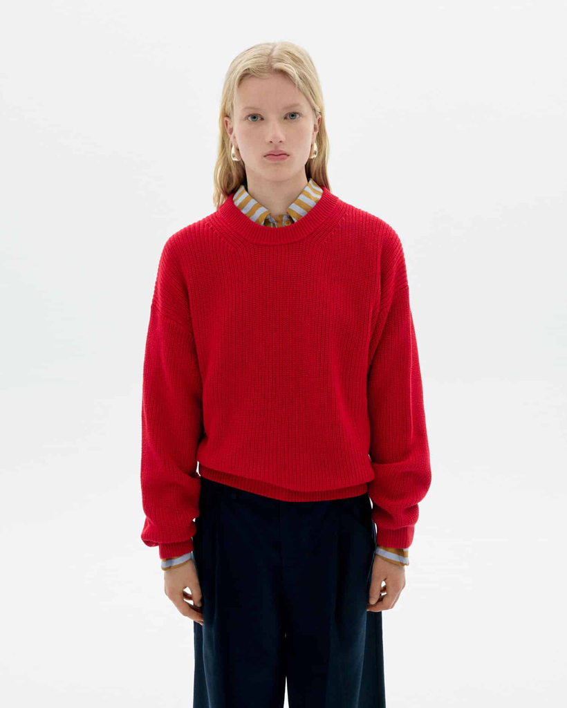 Thinking MU - Red carmen knitted sweater