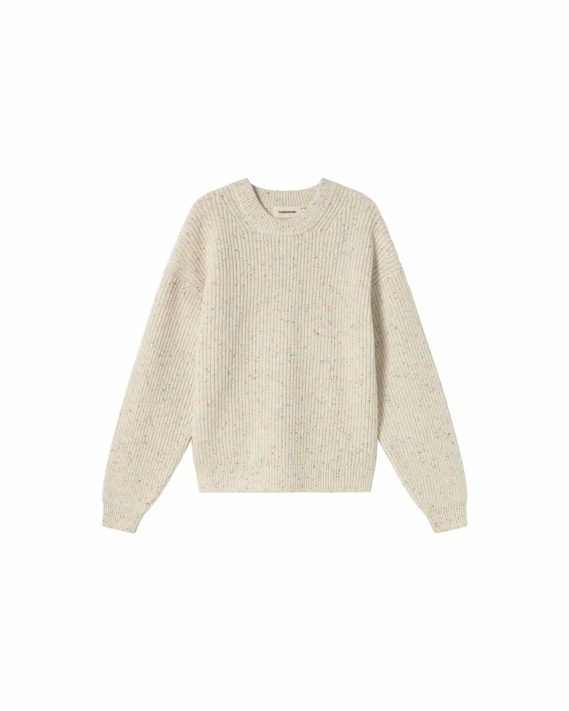 Thinking MU - Ecru carmen knitted sweater