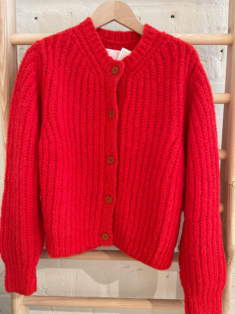 Ln - Short Cardigan Rooting red
