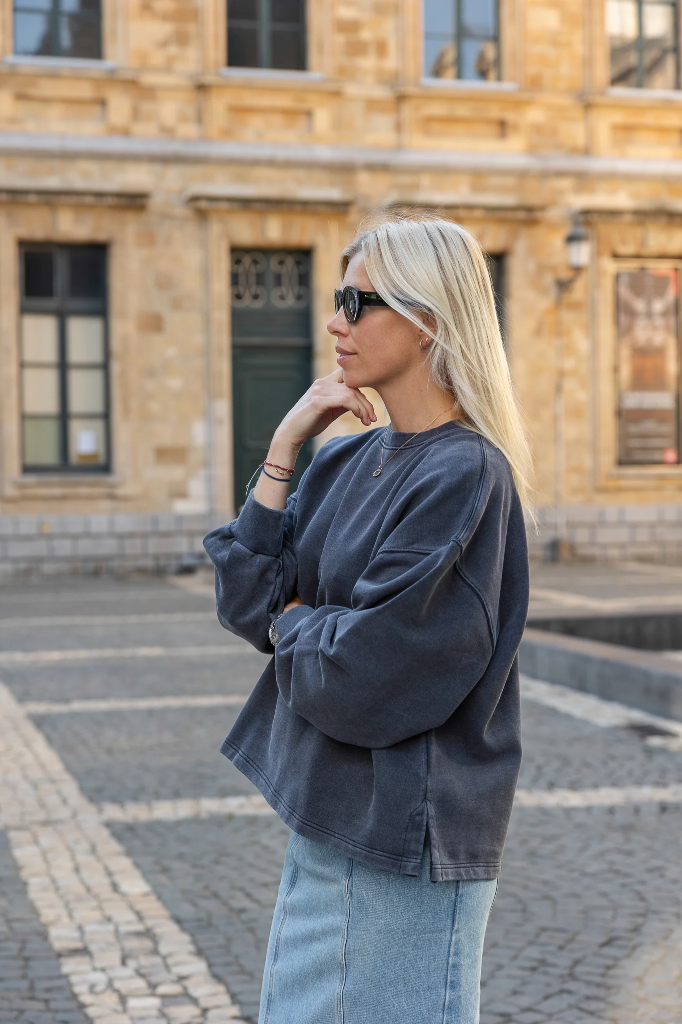 Ln - Oversized sweater antraciet (Effen) (S/M)
