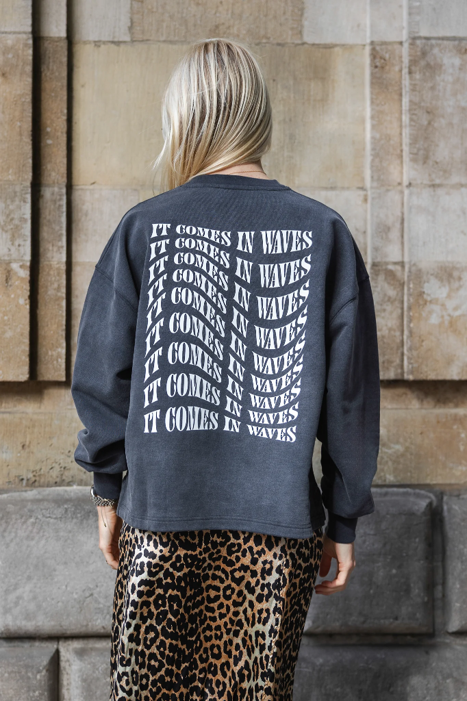 Ln - Oversized sweater antraciet (Waves) 