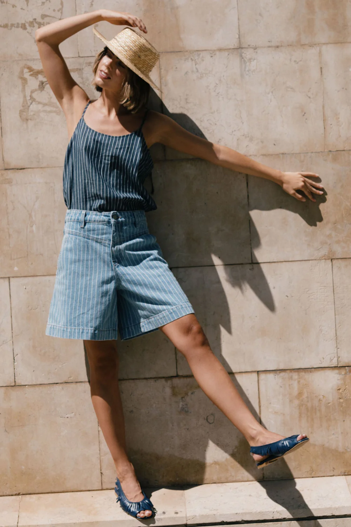 Tiny Big sister - Denim striped bermuda (34)
