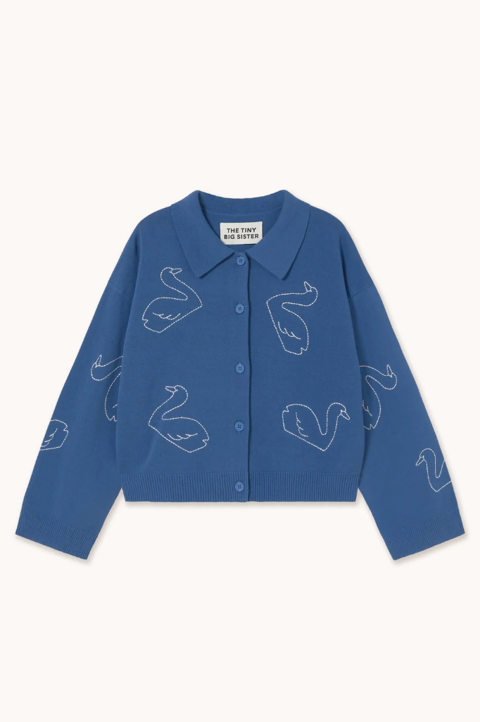 Tiny Big sister - Swans embroidered cardigan