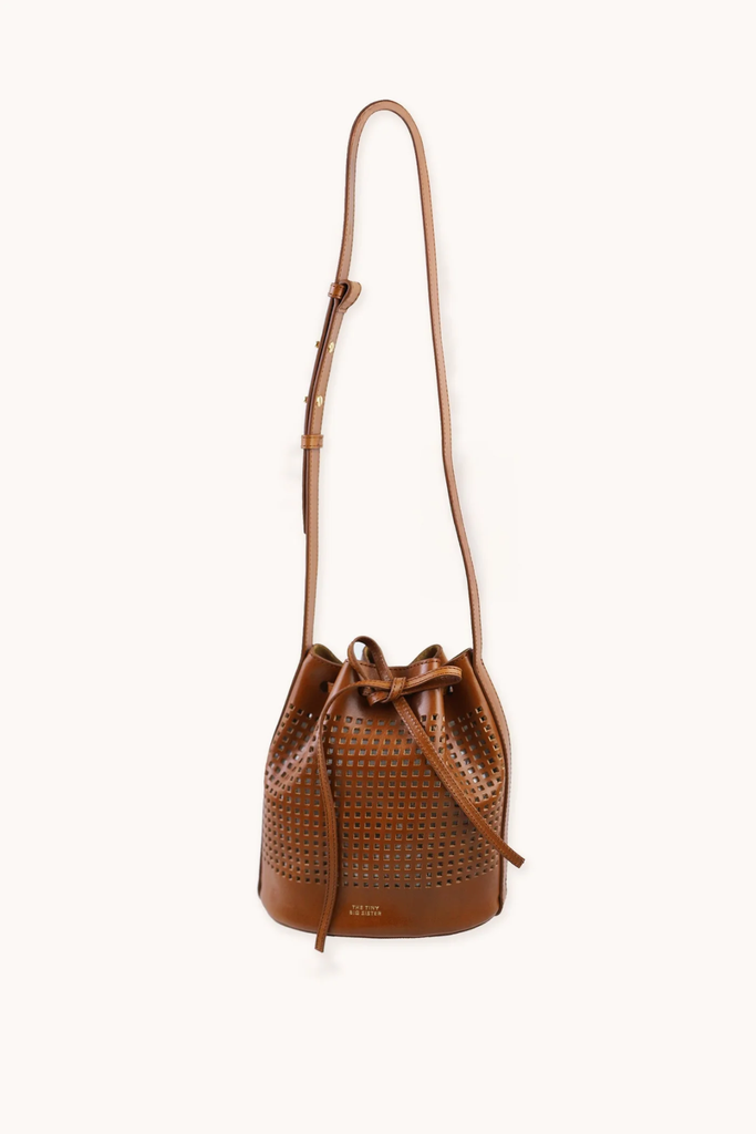 Tiny Big sister - Anne perforated leather small bucket bag