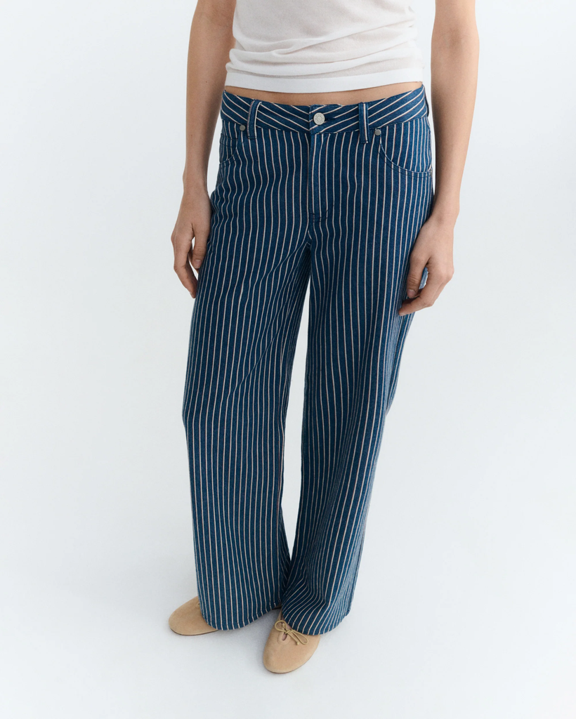 [WPT00266-36] Thinking Mu - Railway stripes kettan pants (36)