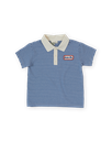Goldie and Ace - Navy stripe logo polo top