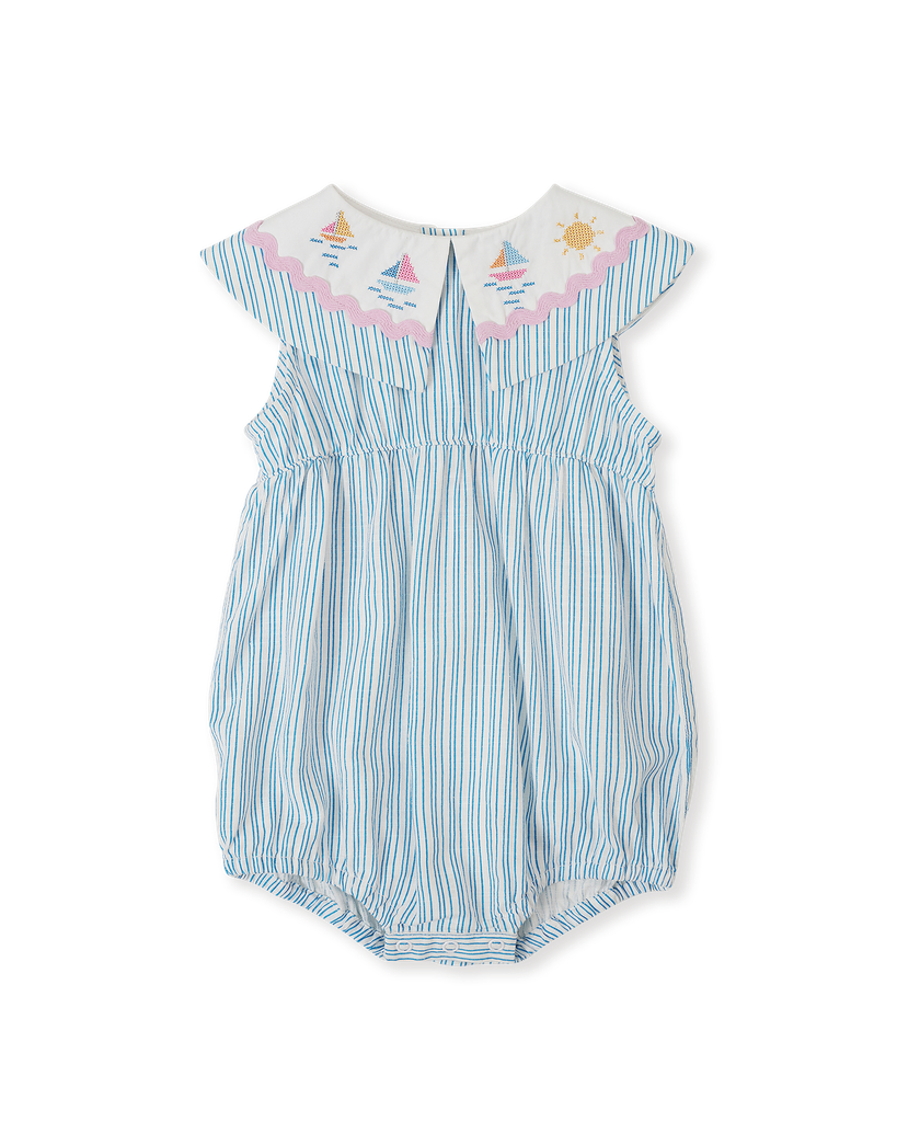 Goldie and Ace - Sailor stripe ava collared romper (0-3 maand)