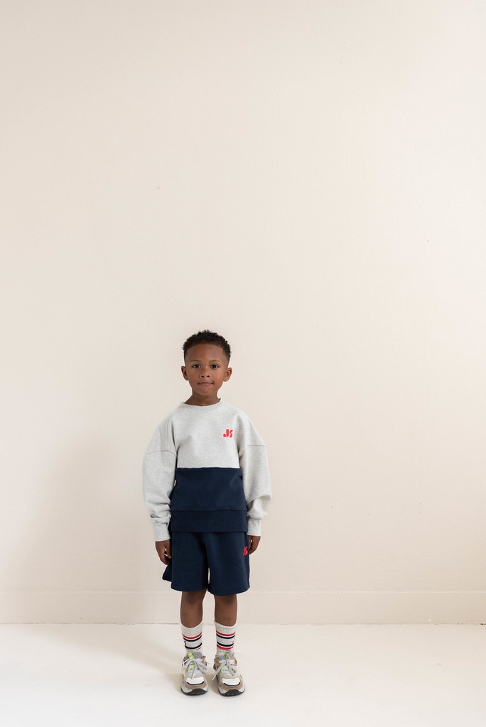 Jenest - Sammy sweater - Grey melange navy blue (2 jaar)
