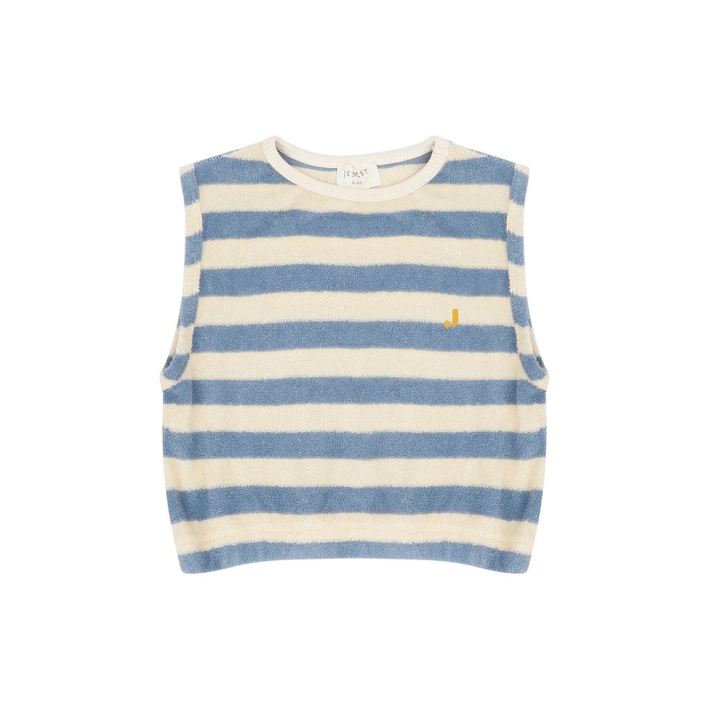 Jenest - Eve sleeveless t- shirt - Water blue off white stripe