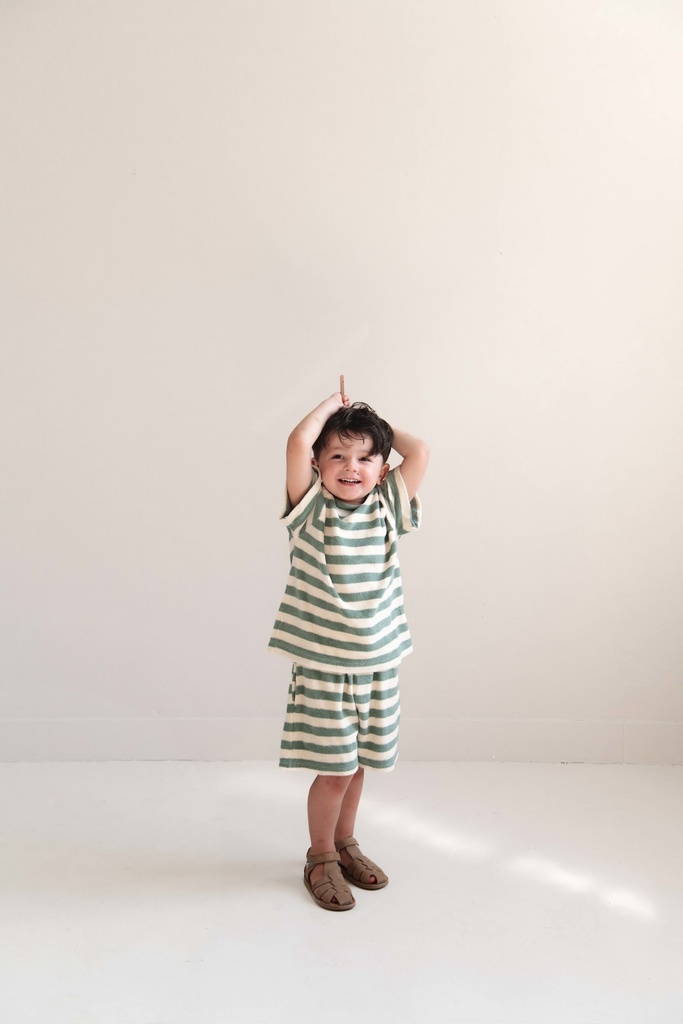 Jenest - Robin shorts - Water blue off white stripe (2 jaar)