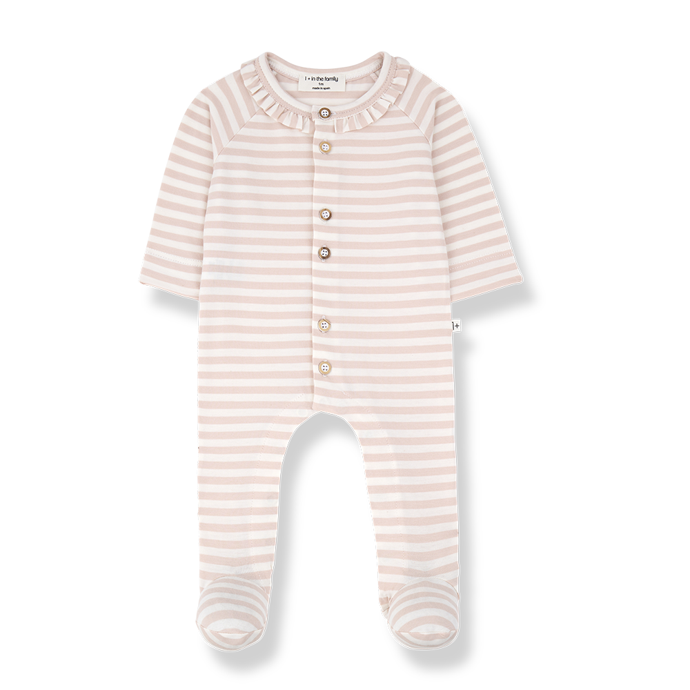 1+ in the family - Jumpsuit w/feet - Blossom (12 maand)