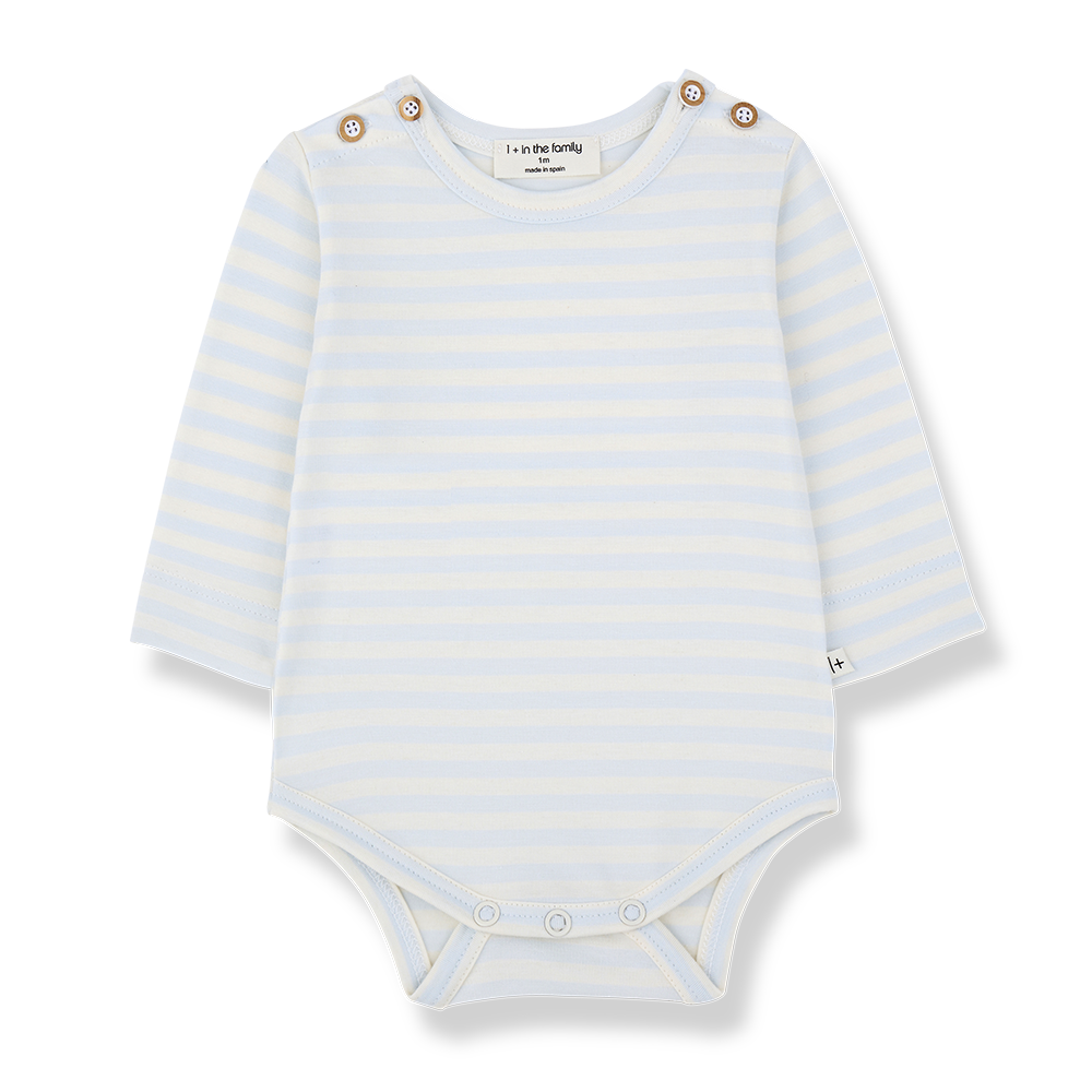 1+ in the family - L.sleeve body - Misty-blue (6 maand)