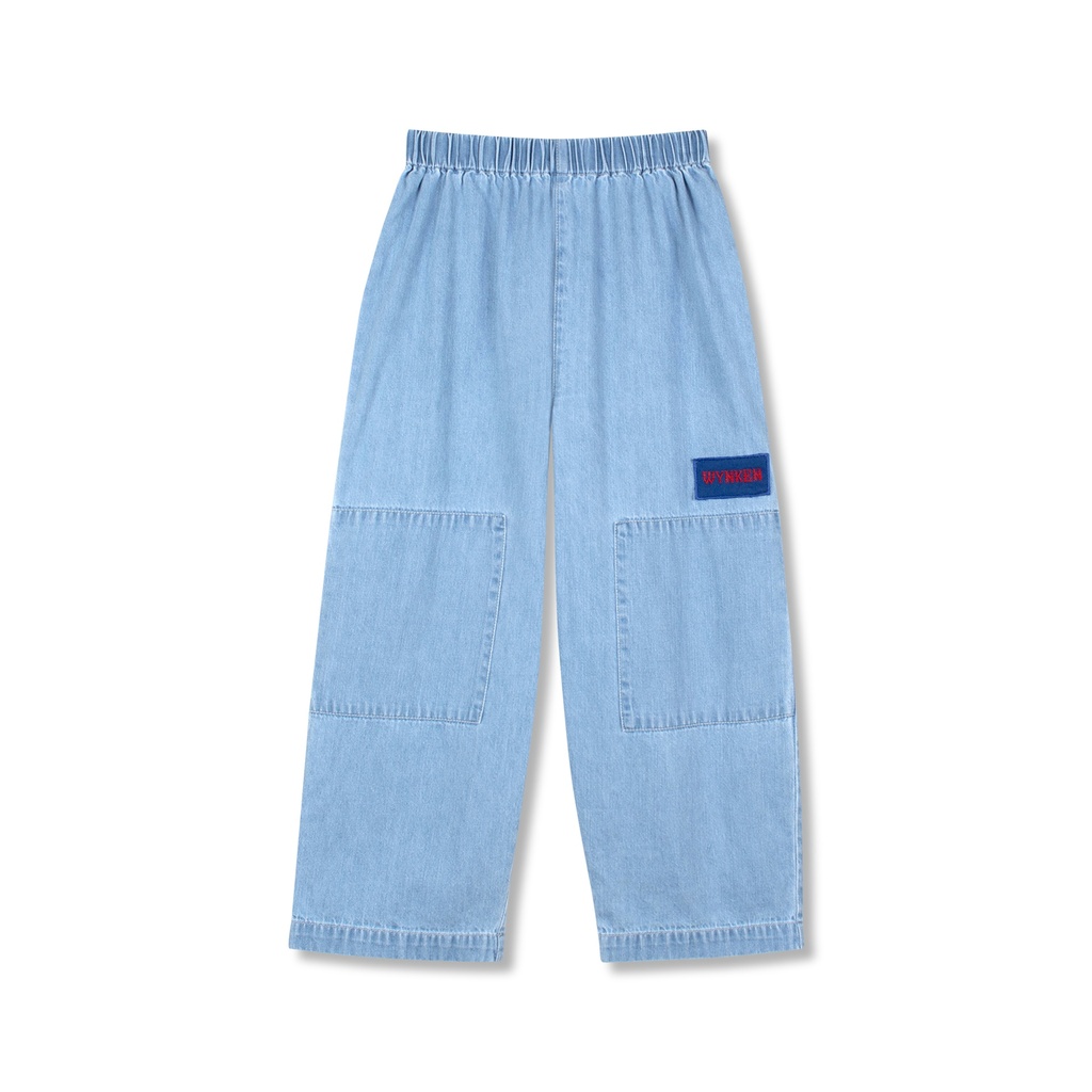 Wynken - pull on patch jean light weight - mid wash denim