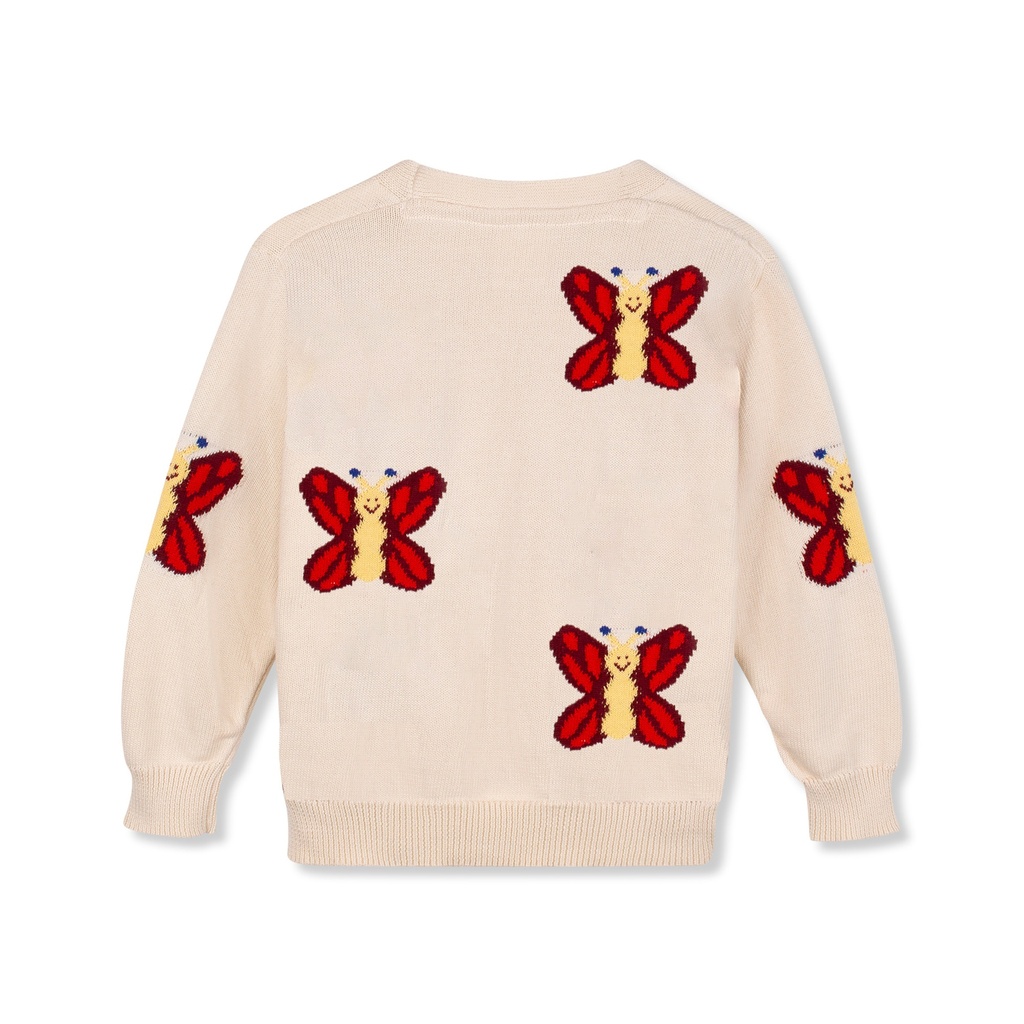 Wynken - butterfly knit cardigan - ecru (2 jaar)