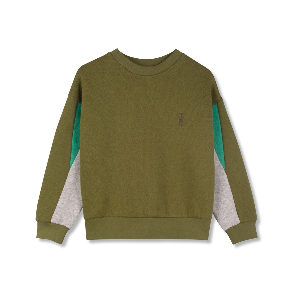 Wynken - twk panel sweat - olive / grey melange (2 jaar)