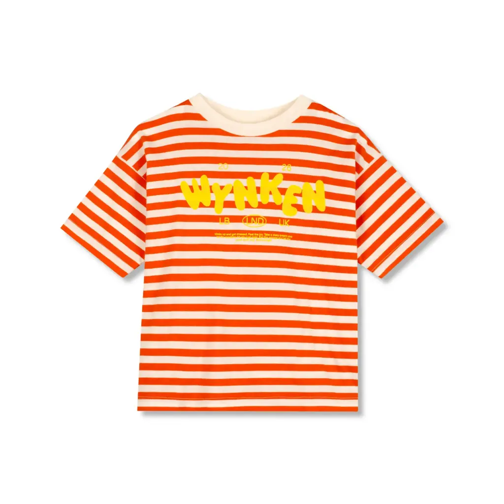 Wynken - stripe cap tee - sunglow / ecru (2 jaar)