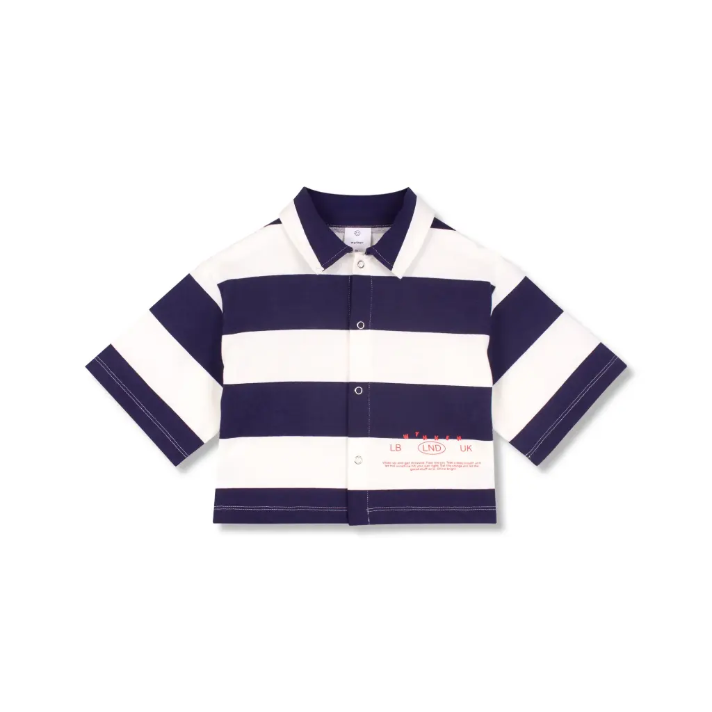 Wynken - exclusive crop shirt - navy deck stripe horizontal (2 jaar)