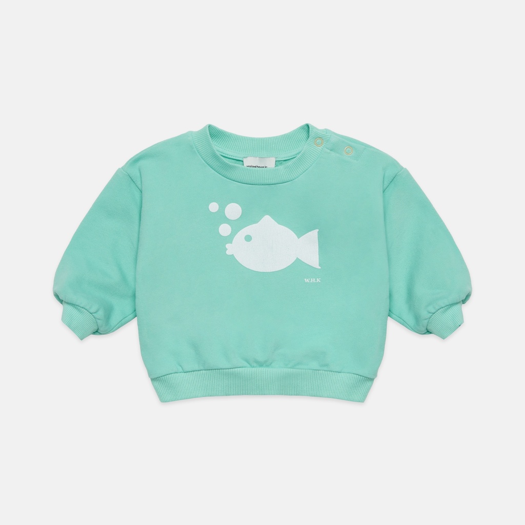 Weekend House Kids - Fish baby sweatshirt - Mint (6 maand)