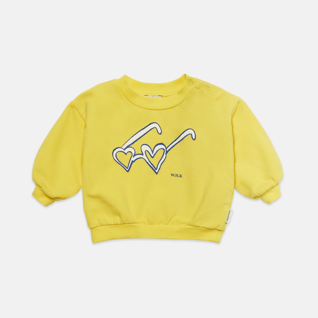 Weekend House Kids - Heart glasses baby sweatshirt - Lemon (12 maand)