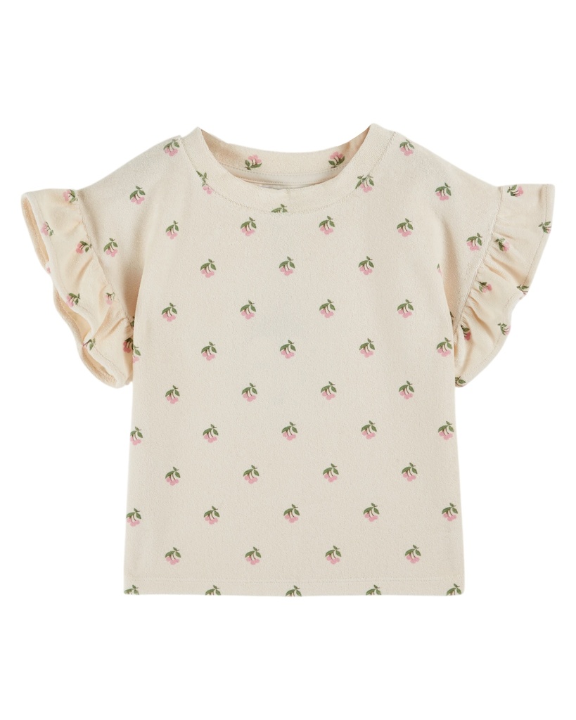Emile & Ida - Tee shirt eponge imprime - Cerisette creme (ad108)